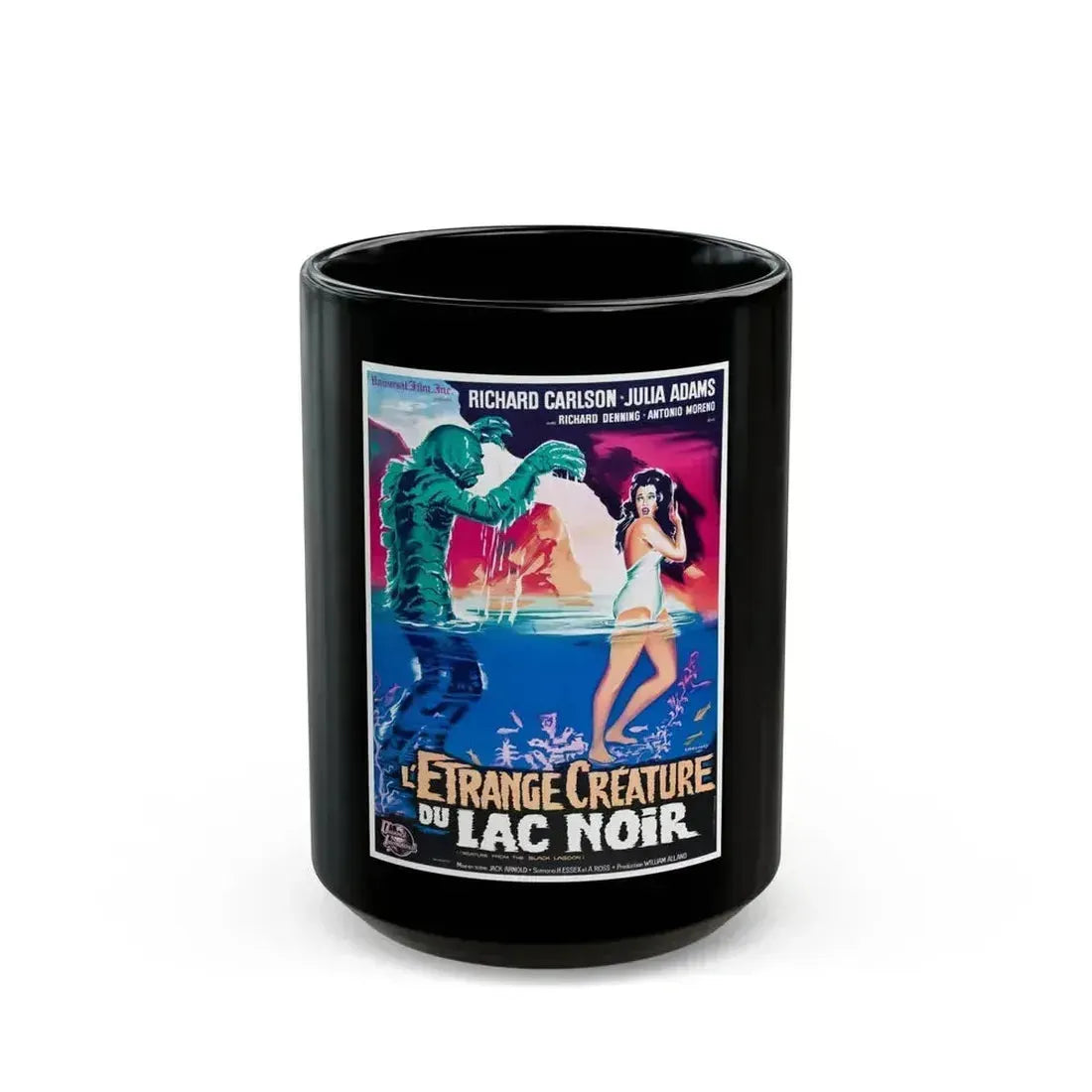 CREATURE FROM THE BLACK LAGOON (FRENCH) 1954 Movie Poster - Black Coffee Mug 15oz - Go Mug Yourself