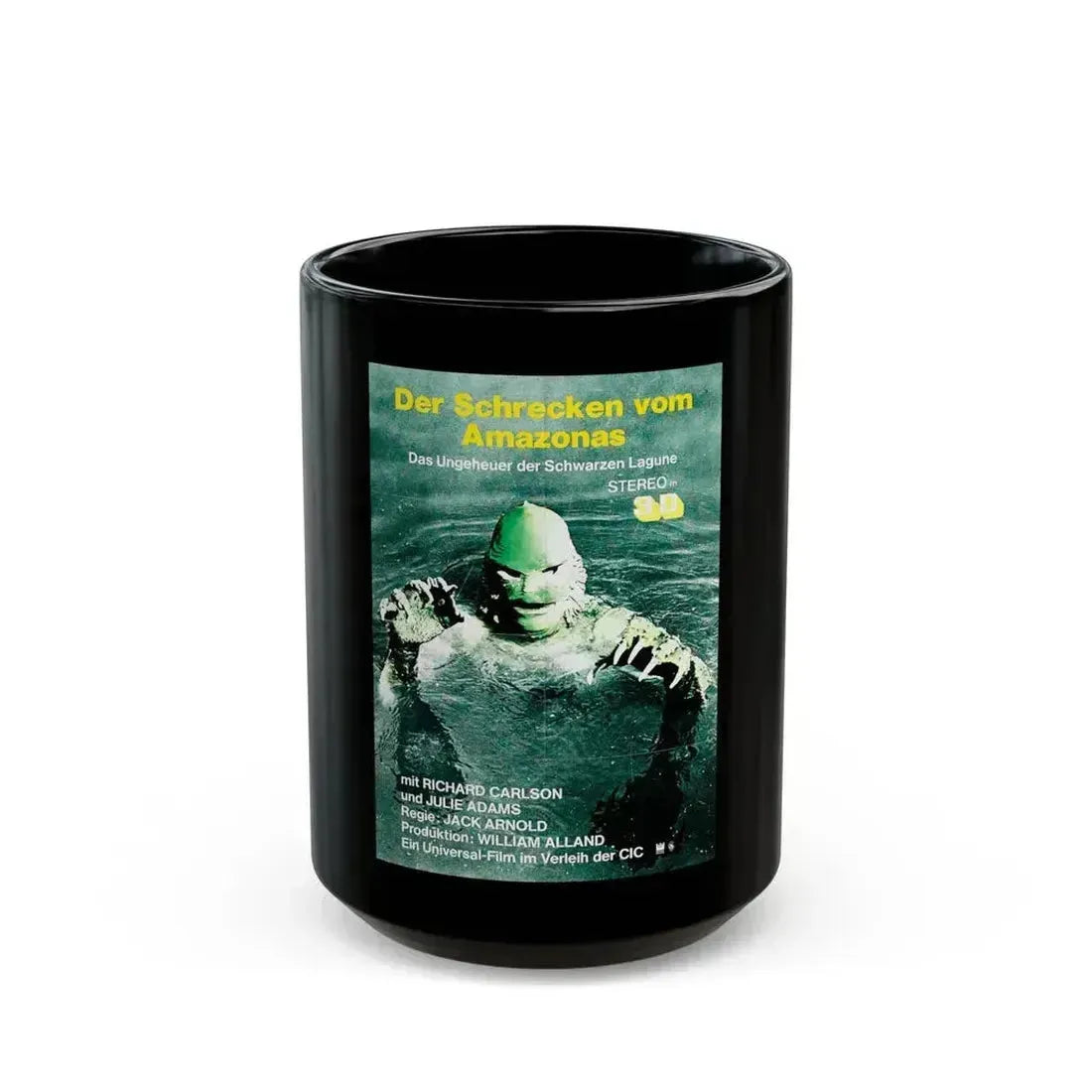 CREATURE FROM THE BLACK LAGOON (GERMAN) 1954 Movie Poster - Black Coffee Mug 15oz - Go Mug Yourself