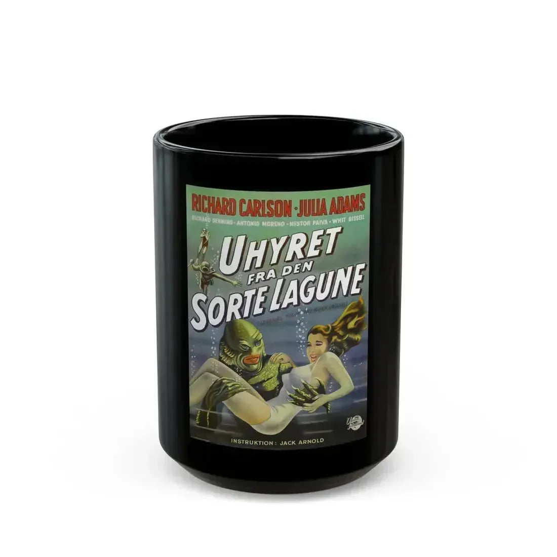 CREATURE FROM THE BLACK LAGOON (SWEDISH) 1954 Movie Poster - Black Coffee Mug 15oz - Go Mug Yourself