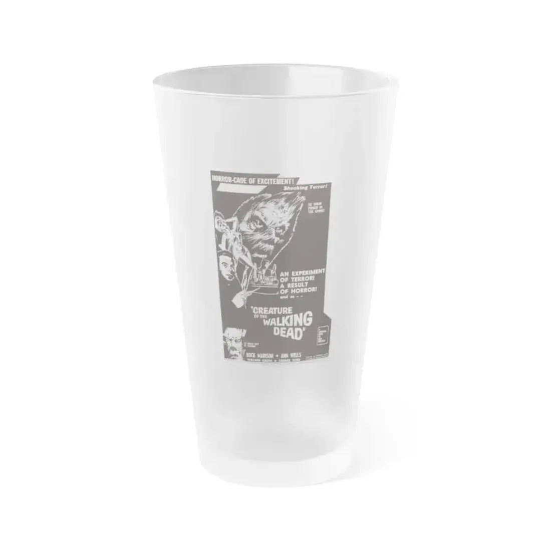 CREATURE OF THE WALKING DEAD 1965 Movie Poster - Frosted Pint Glass 16oz 16oz Frosted - Go Mug Yourself