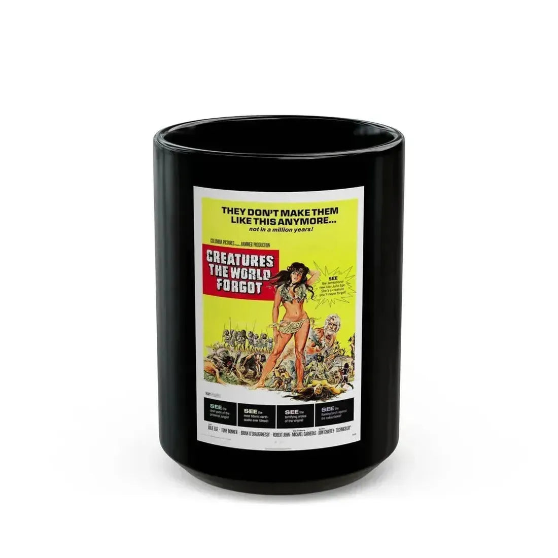 CREATURES THE WORLD FORGOT 1971 Movie Poster - Black Coffee Mug 15oz - Go Mug Yourself