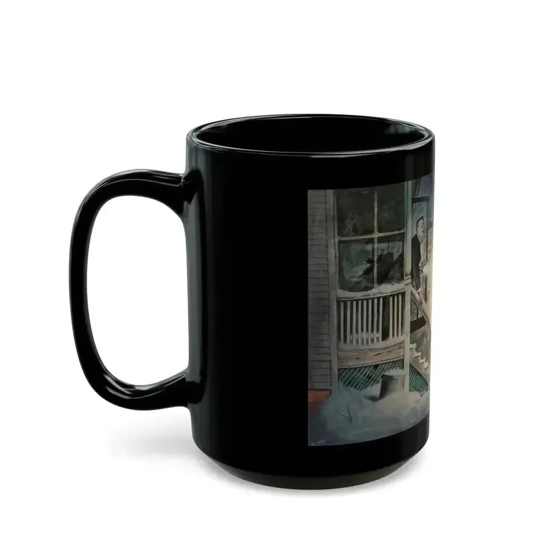 Crimson Friday, Woman's Home Companion interior illustration, December 1942 - Black Coffee Mug - Go Mug Yourself