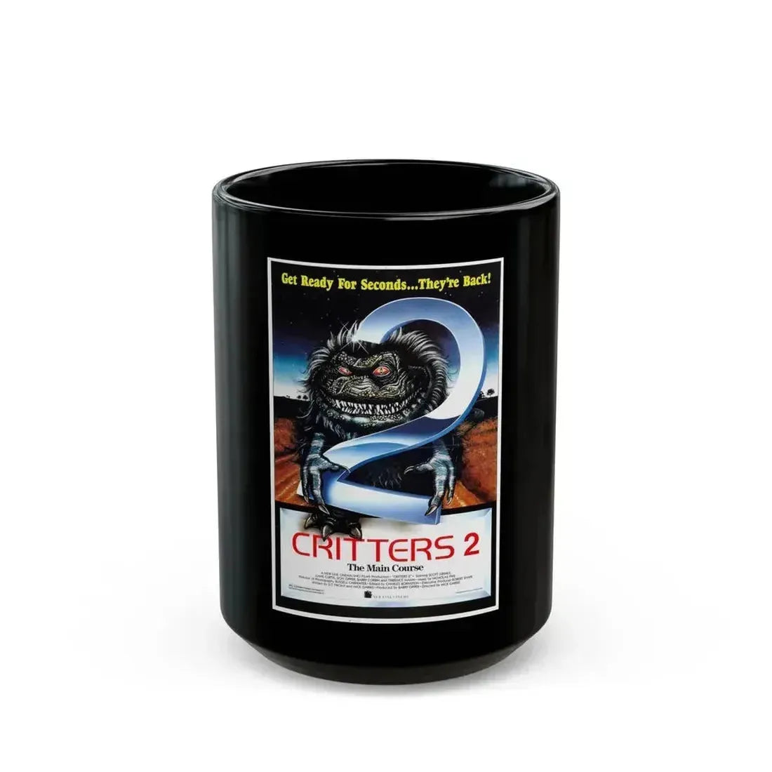 CRITTERS 2 THE MAIN COURSE 1988 Movie Poster - Black Coffee Mug 15oz - Go Mug Yourself