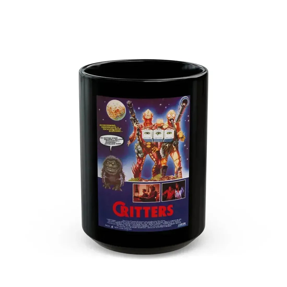 CRITTERS (SPANISH) 1986 Movie Poster - Black Coffee Mug 15oz - Go Mug Yourself