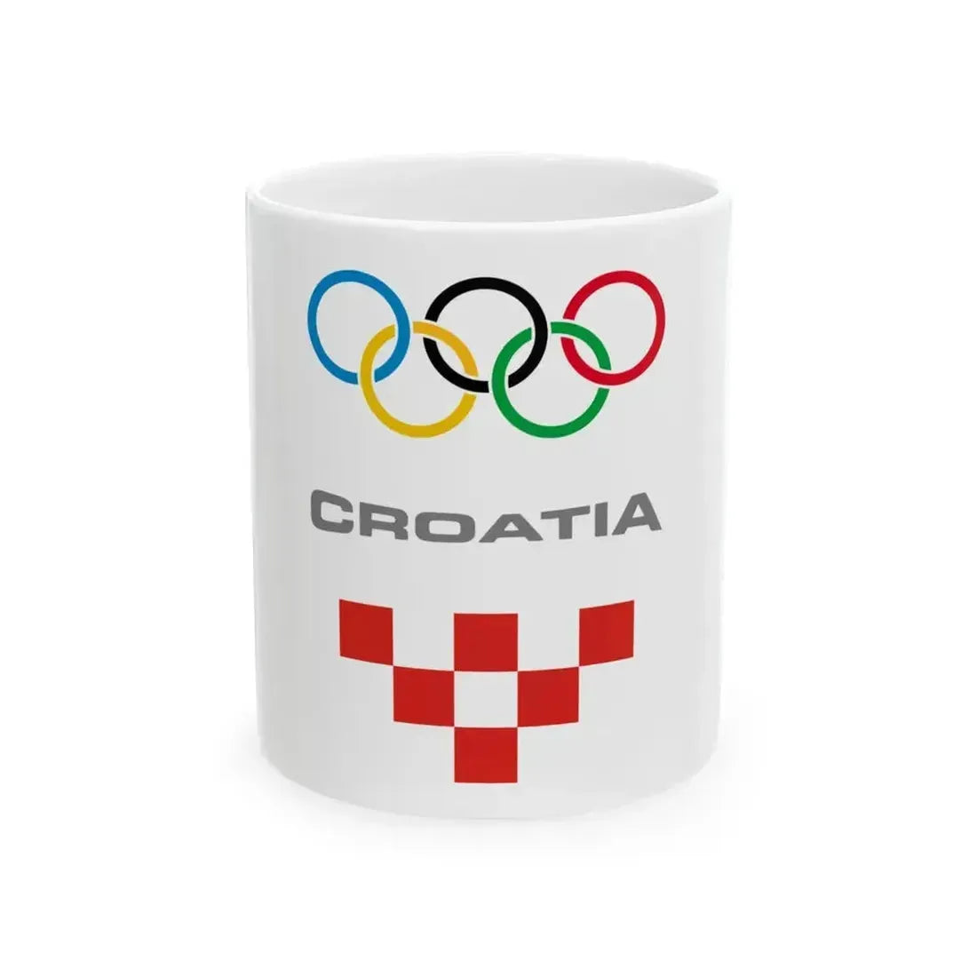 Croatian Olympic Committee flag with English name (Croatia) White Coffee Mug 11oz - Go Mug Yourself
