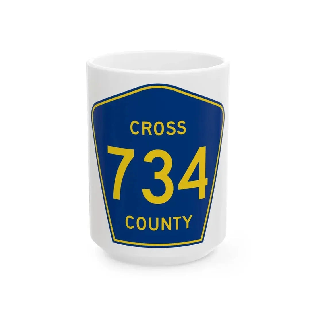 Cross County Route 734 AR (Arkansas) (Road Sign) White Coffee Mug 15oz - Go Mug Yourself