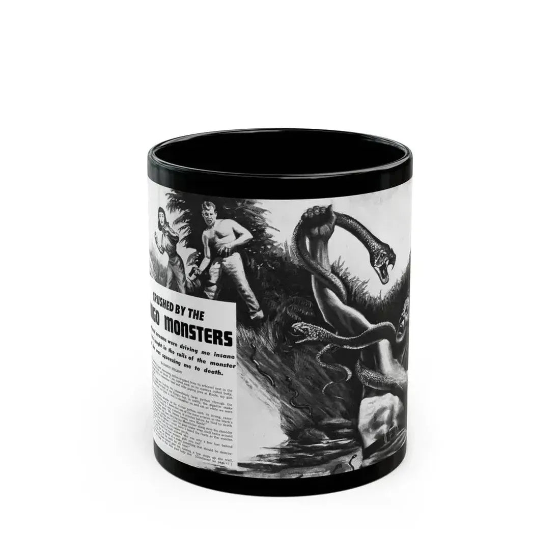 Crushed by the Congo Monster, Man's Daring, December 1960 - Black Coffee Mug 11oz - Go Mug Yourself