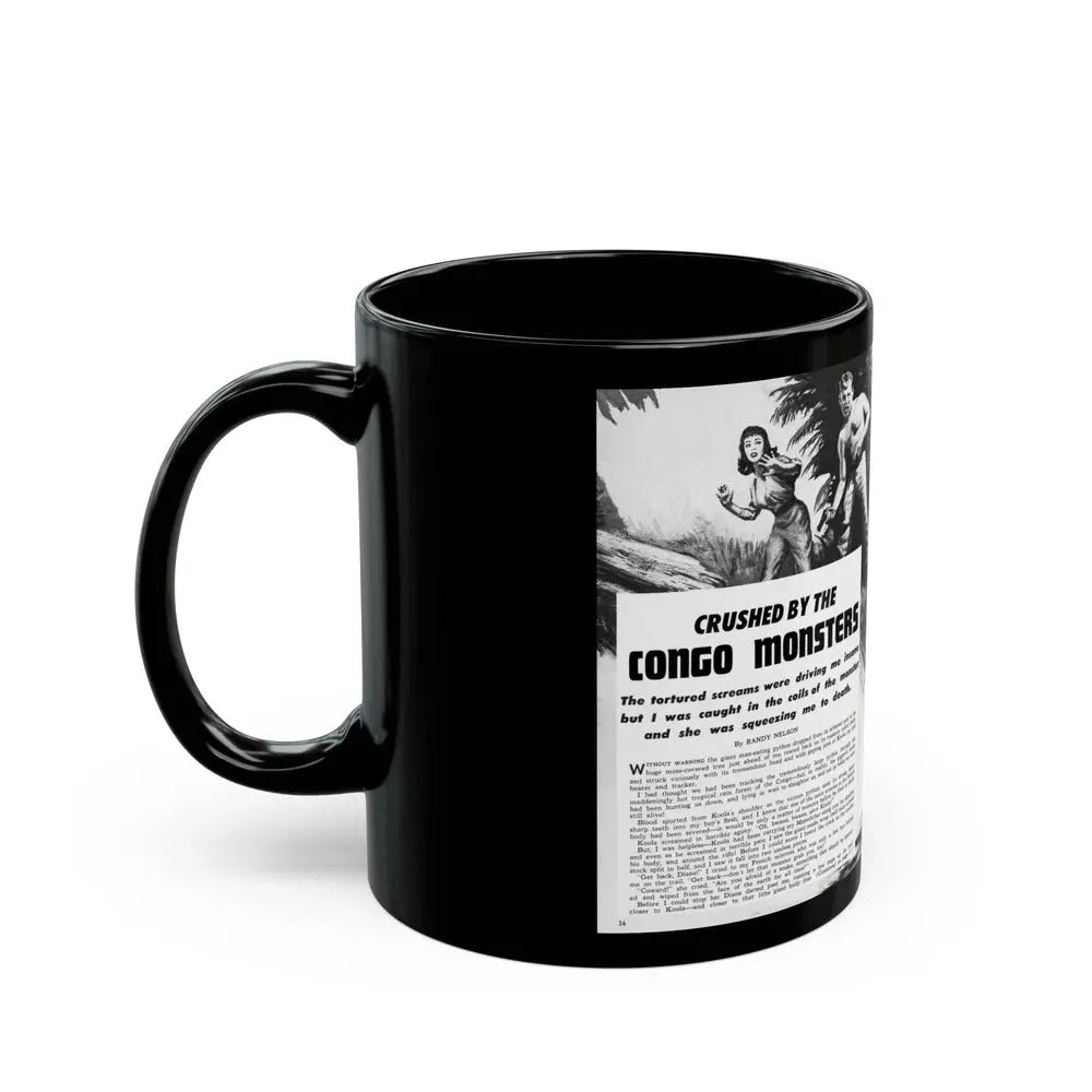 Crushed by the Congo Monster, Man's Daring, December 1960 - Black Coffee Mug - Go Mug Yourself