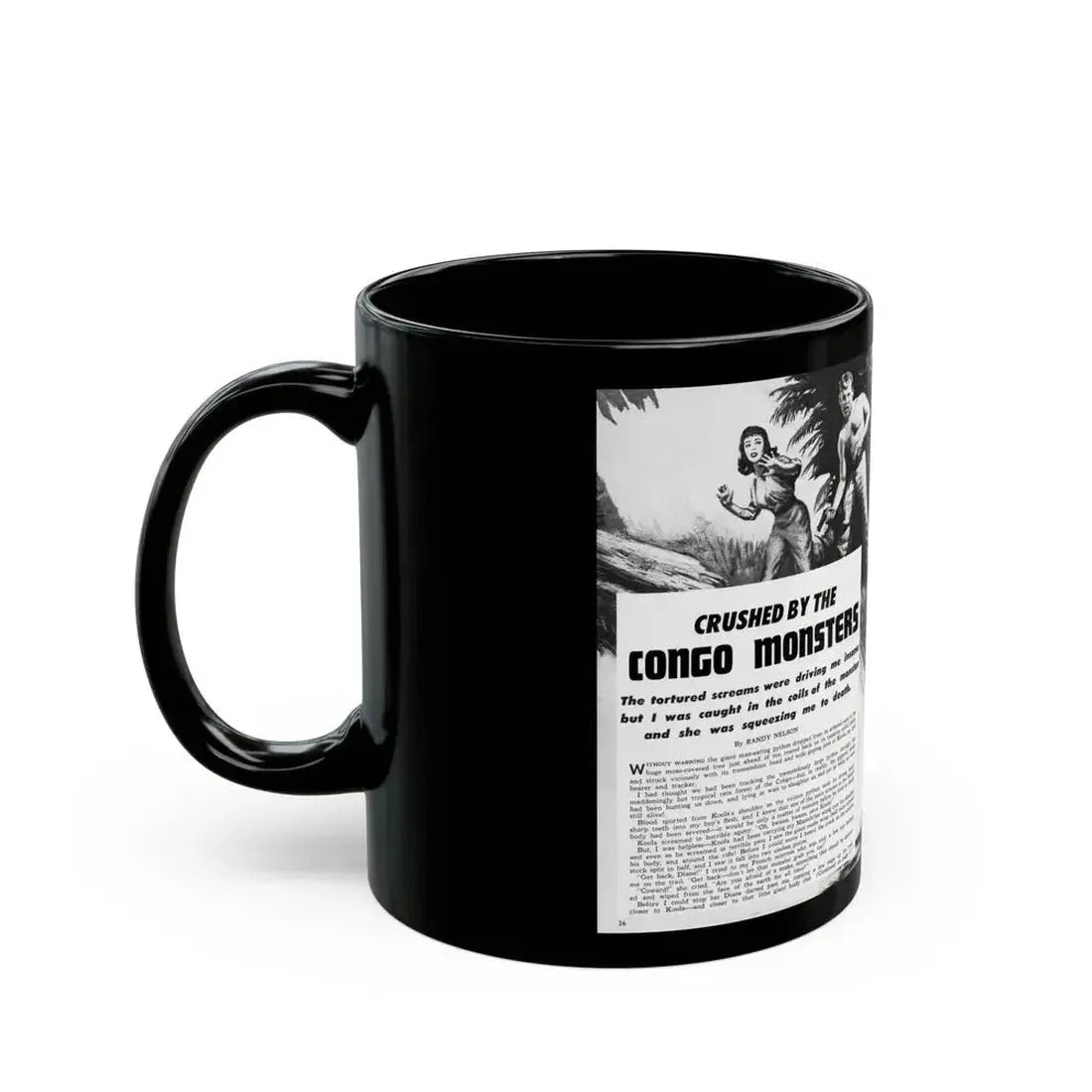 Crushed by the Congo Monster, Man's Daring, December 1960 - Black Coffee Mug - Go Mug Yourself