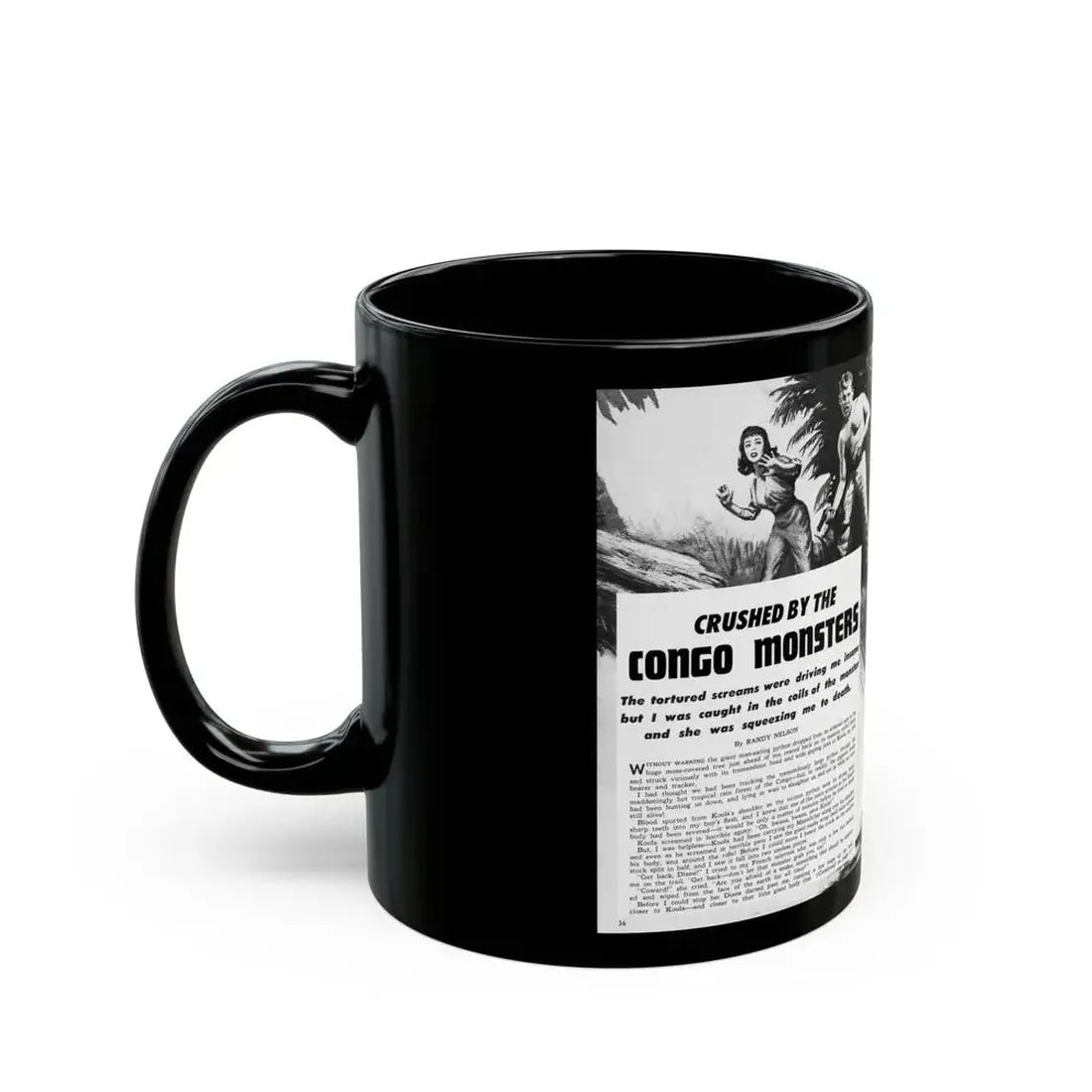 Crushed by the Congo Monster, Man's Daring, December 1960 - Black Coffee Mug - Go Mug Yourself