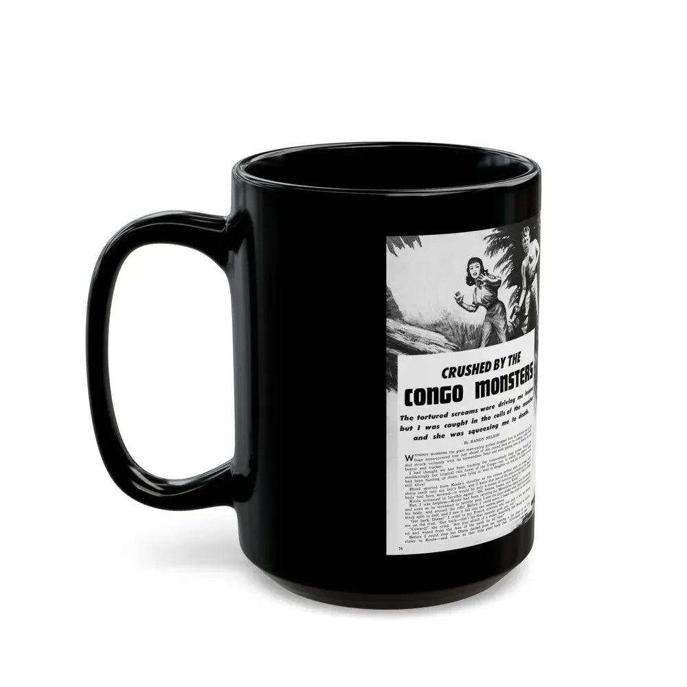 Crushed by the Congo Monster, Man's Daring, December 1960 - Black Coffee Mug - Go Mug Yourself