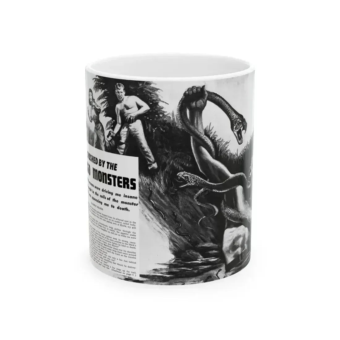 Crushed by the Congo Monster, Man's Daring, December 1960 - White Coffee Mug 11oz - Go Mug Yourself