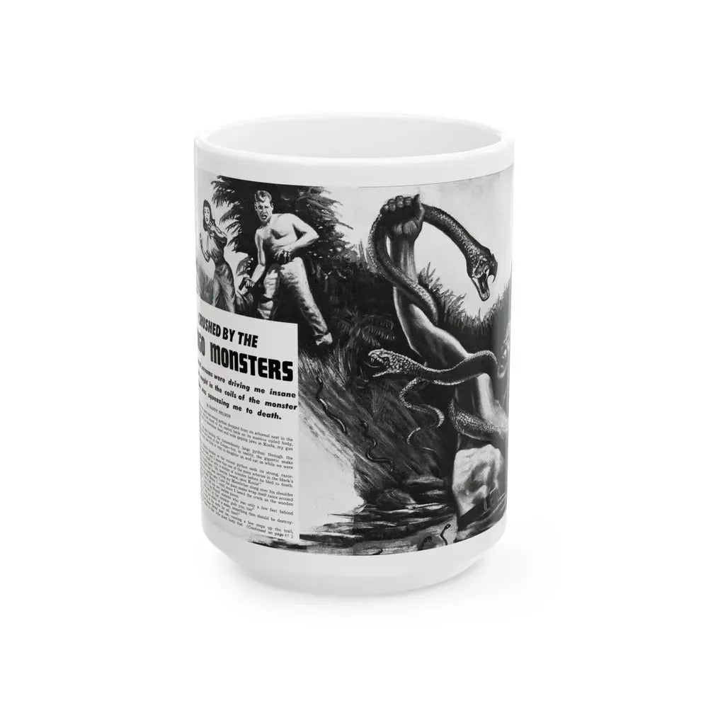 Crushed by the Congo Monster, Man's Daring, December 1960 - White Coffee Mug 15oz - Go Mug Yourself