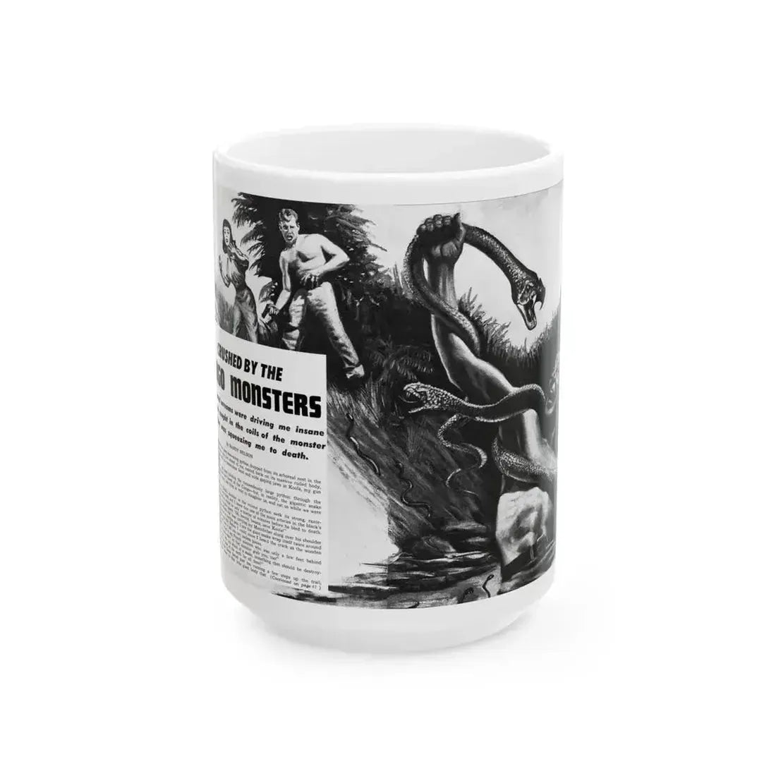 Crushed by the Congo Monster, Man's Daring, December 1960 - White Coffee Mug 15oz - Go Mug Yourself