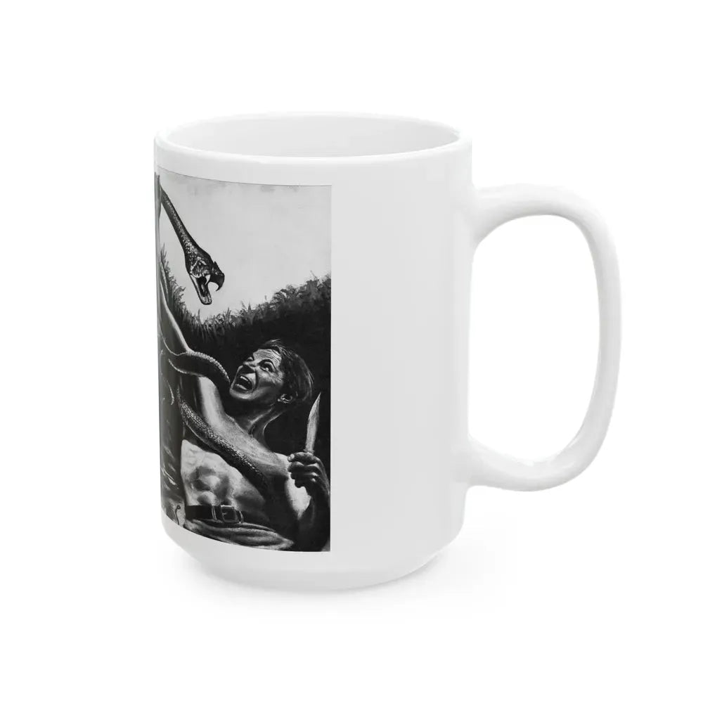 Crushed by the Congo Monster, Man's Daring, December 1960 - White Coffee Mug - Go Mug Yourself