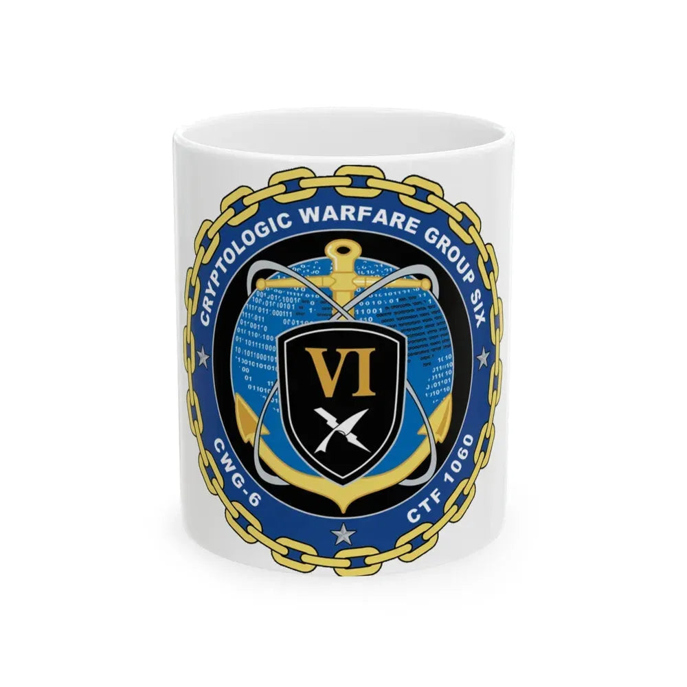 Cryptologic Warfare Group Six CWG 6 CTF 1060 (U.S. Navy) White Coffee Mug 11oz - Go Mug Yourself