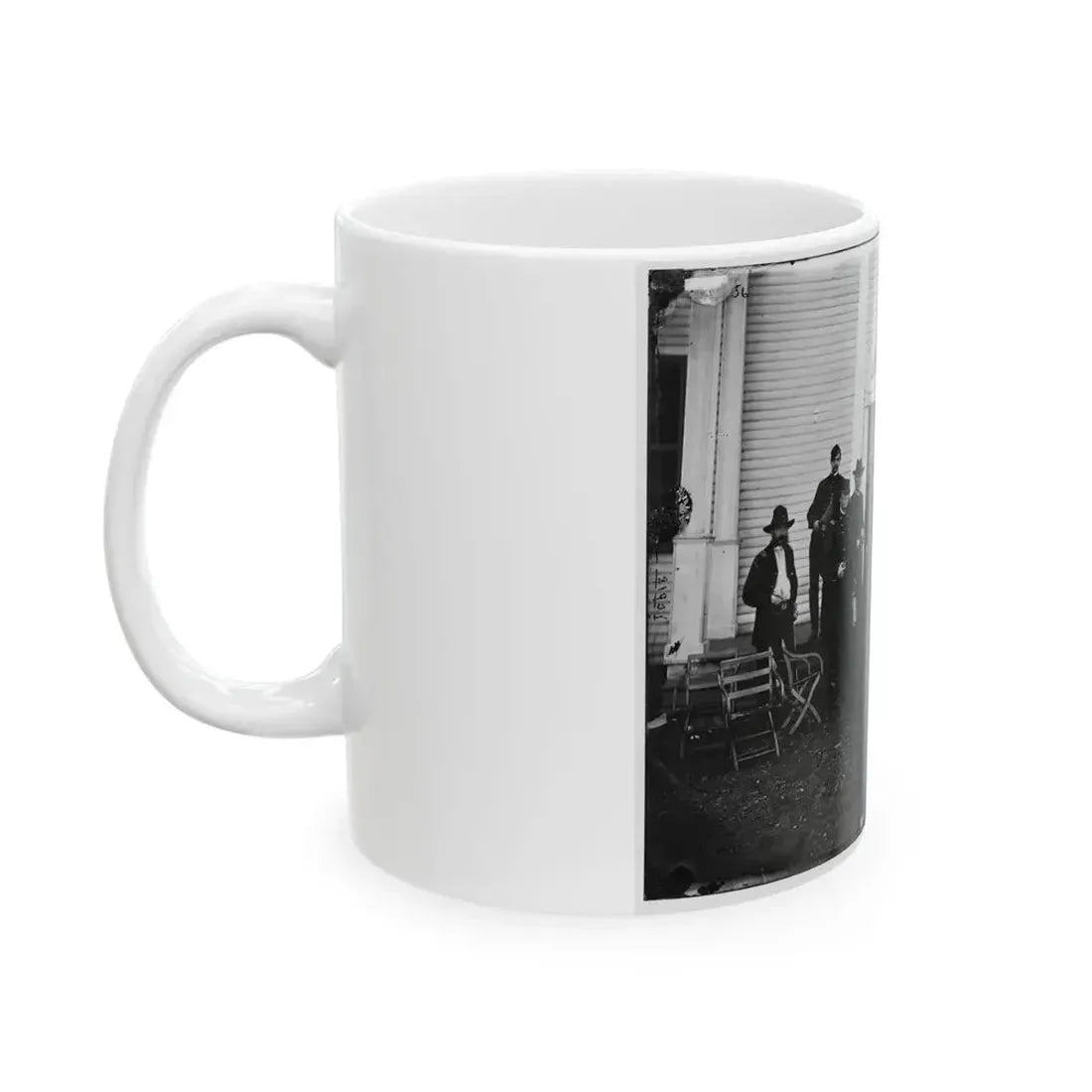 Culpeper, Va. Gen. George G. Meade And Staff On Steps Of Wallack's House (U.S. Civil War) White Coffee Mug - Go Mug Yourself