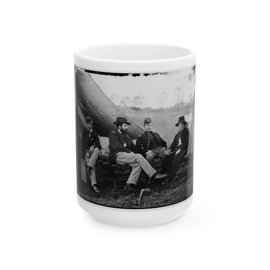 Culpeper, Virginia. Group Of Officers, Headquarters, Army Of The Potomac(2) (U.S. Civil War) White Coffee Mug 15oz - Go Mug Yourself