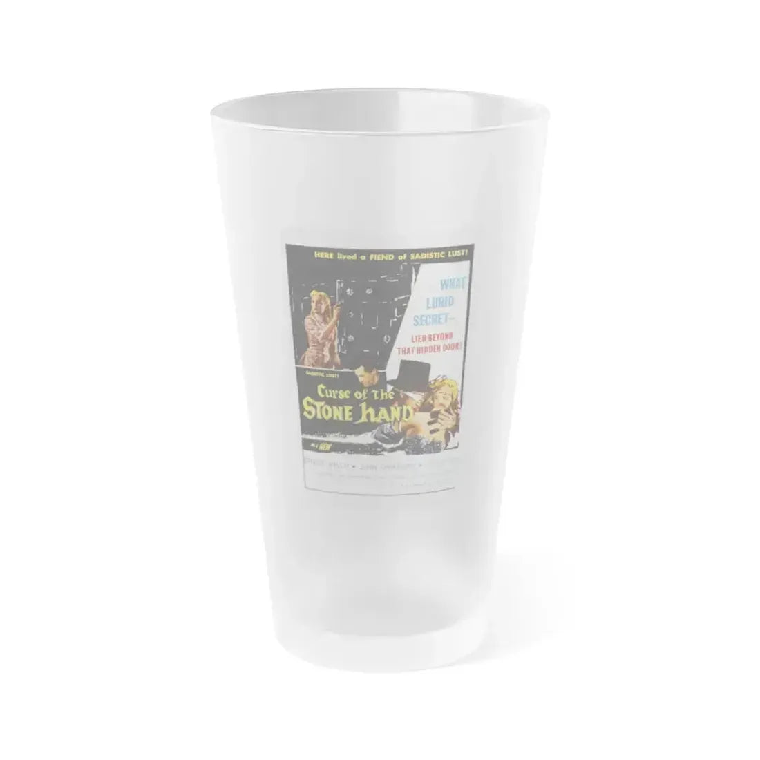 CURSE OF THE STONE HAND 1965 Movie Poster - Frosted Pint Glass 16oz 16oz Frosted - Go Mug Yourself