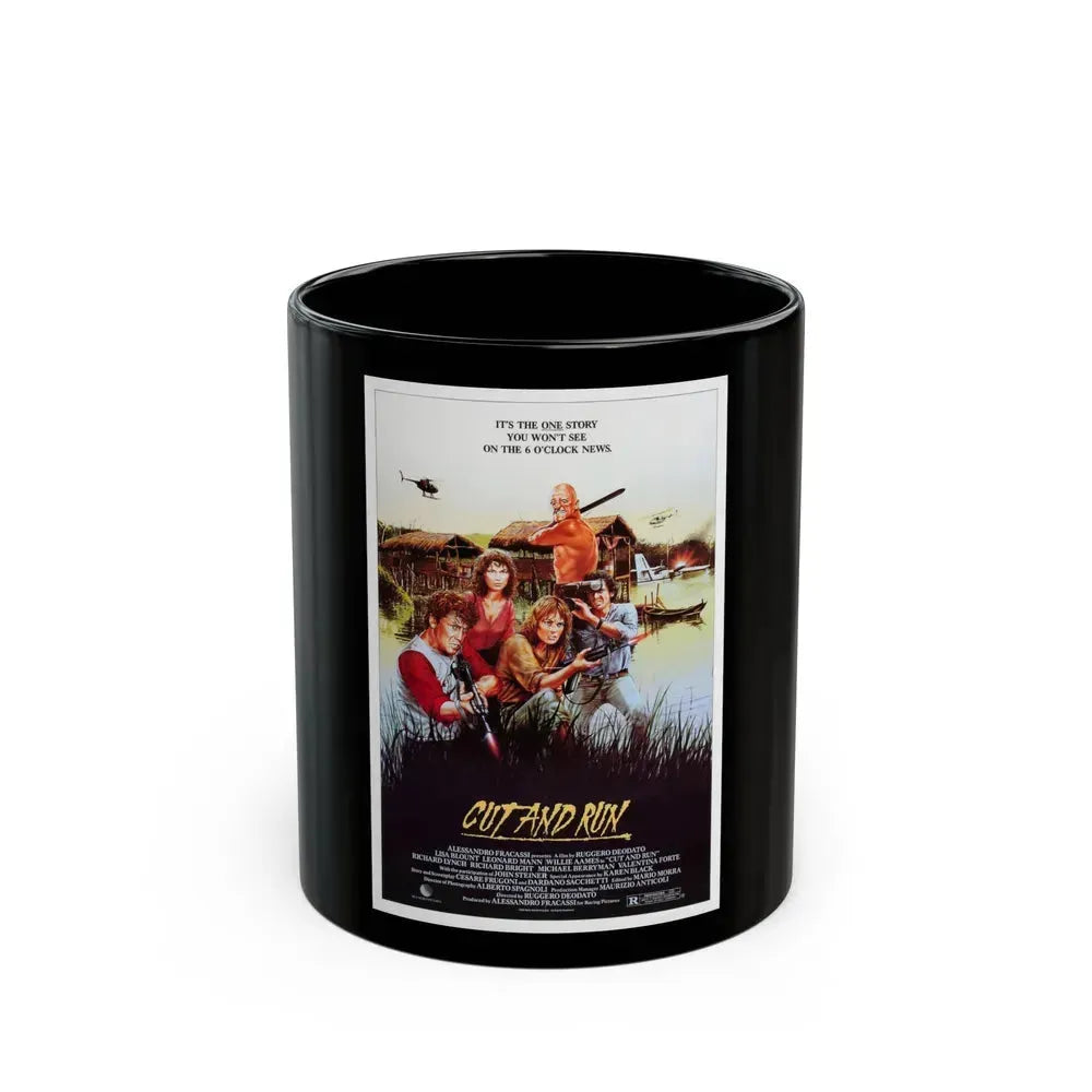 CUT AND RUN 1984 Movie Poster - Black Coffee Mug 11oz - Go Mug Yourself