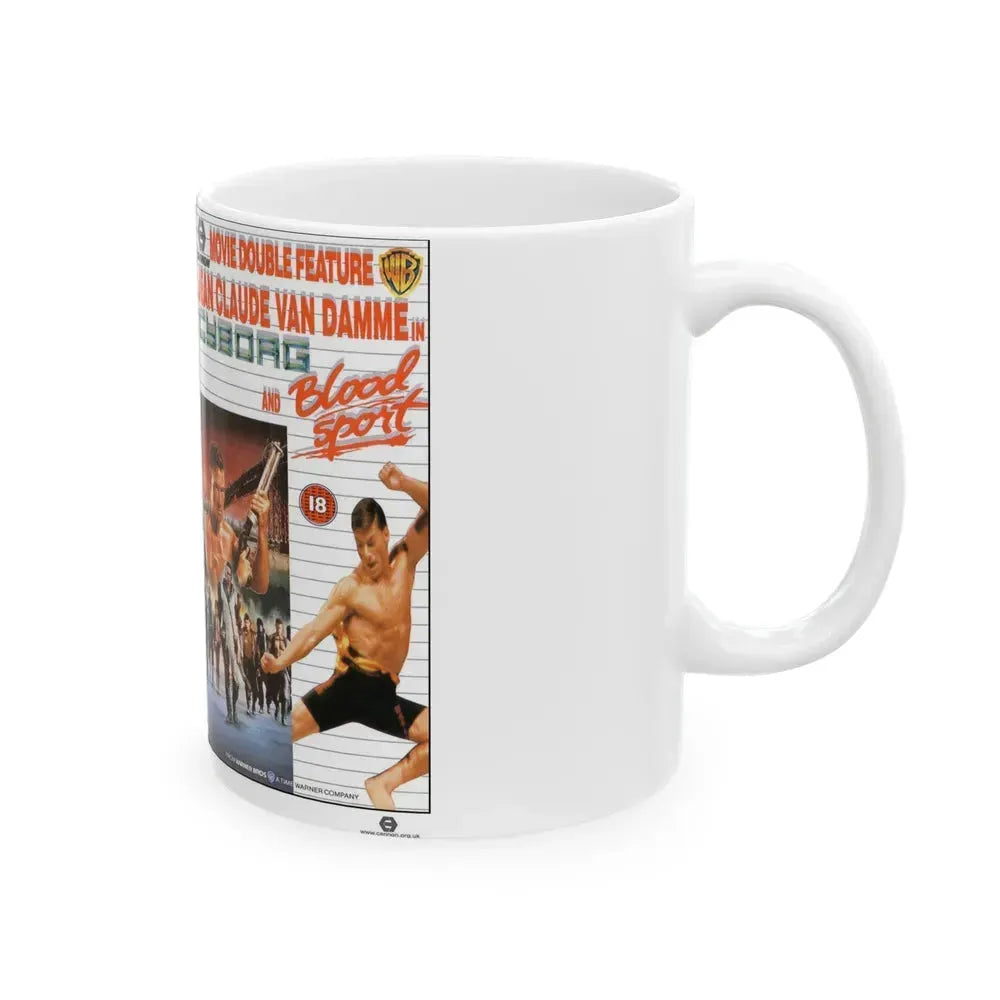 CYBORG AND BLOODSPORT DOUBLE FEATURE (VHS COVER) - White Coffee Mug - Go Mug Yourself