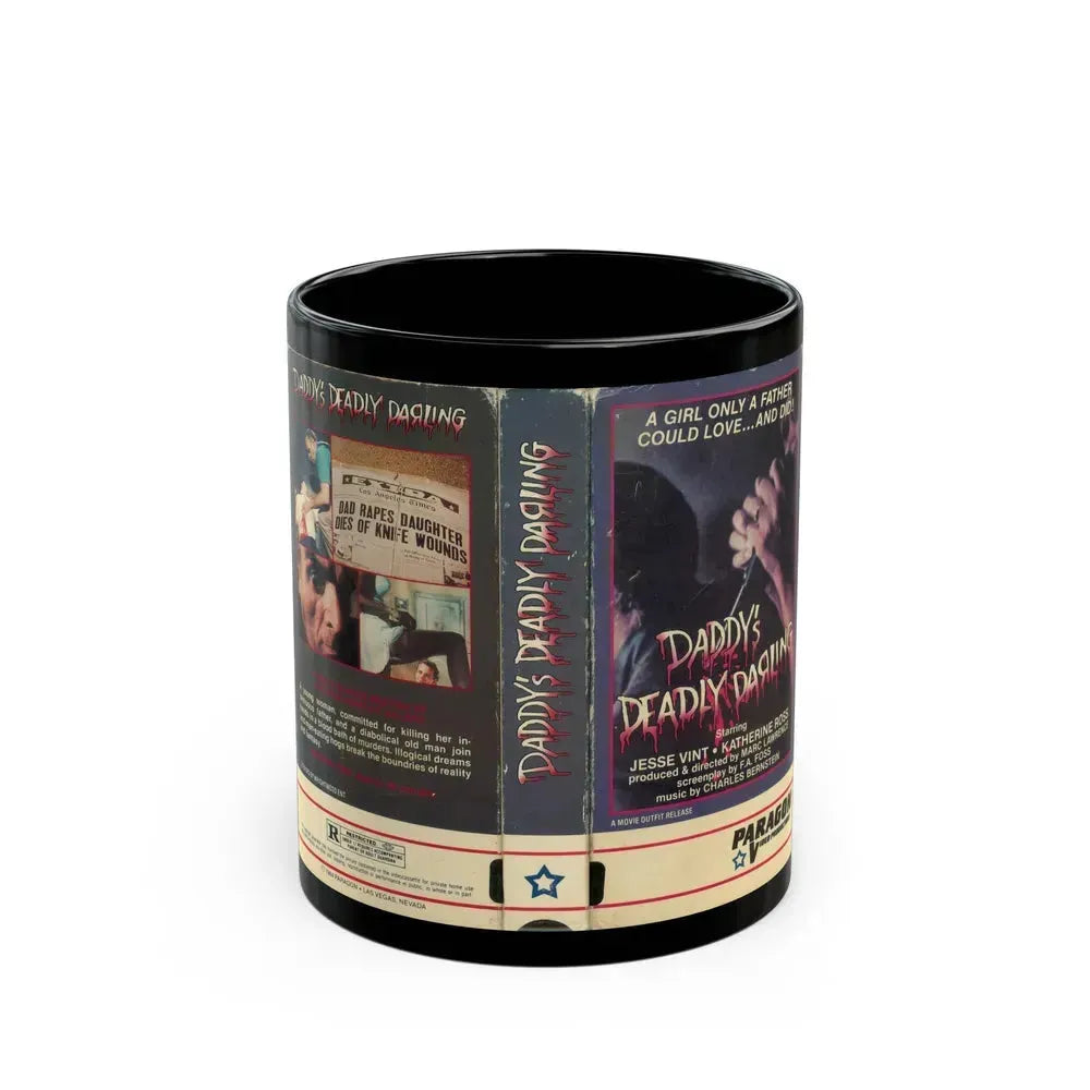 DADDYS DEADLY DARLING (VHS COVER) - Black Coffee Mug 11oz - Go Mug Yourself