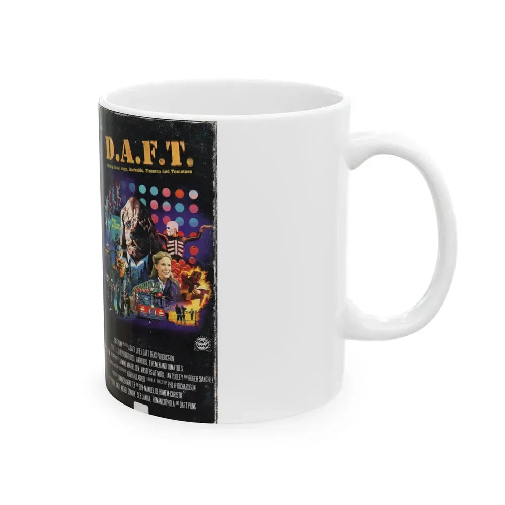 DAFT A STORY ABOUT DOGS ANDROIDS FIREMEN AND TOMATOES (VHS COVER) - White Coffee Mug - Go Mug Yourself