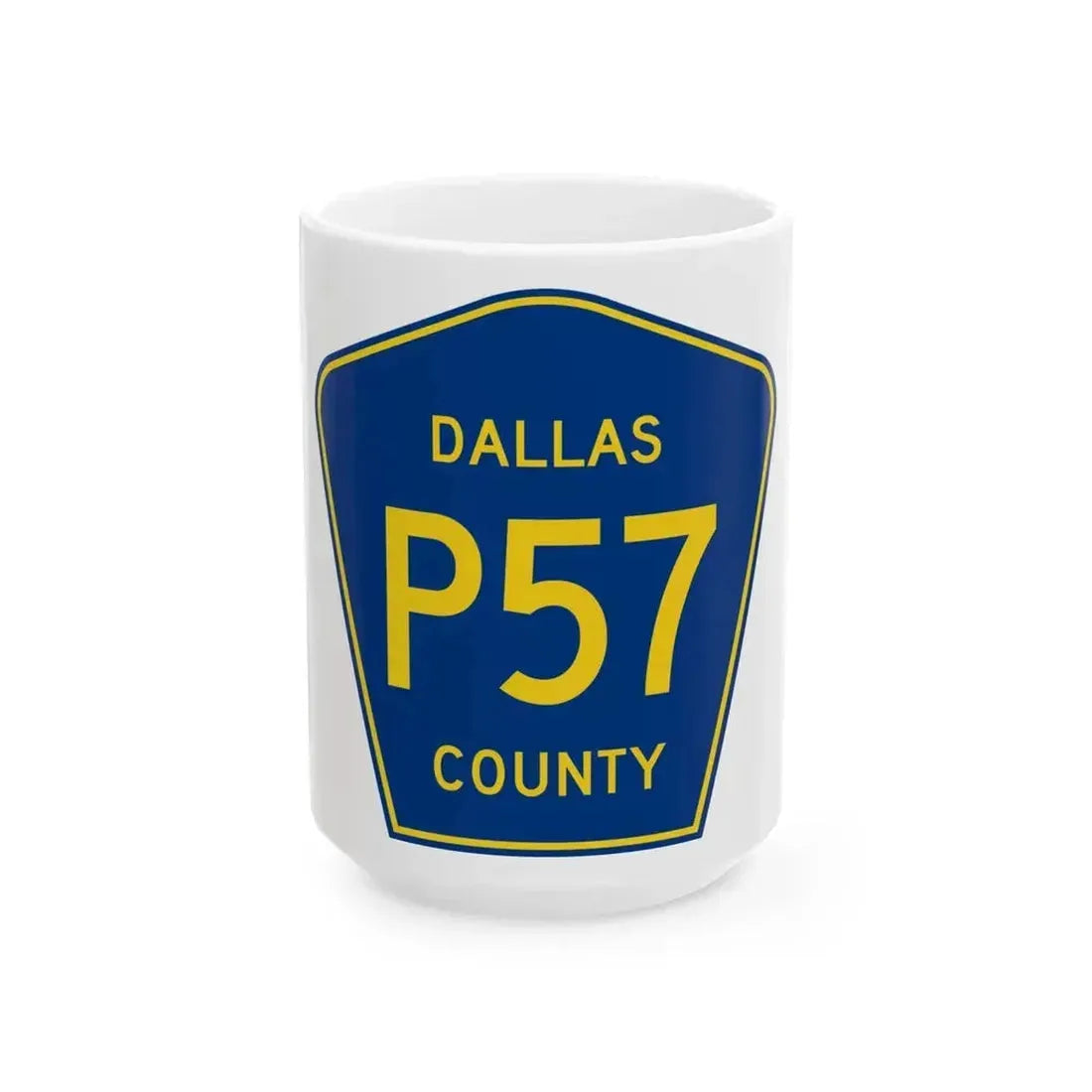 Dallas County Route P57 IA (Iowa) (Road Sign) White Coffee Mug 15oz - Go Mug Yourself