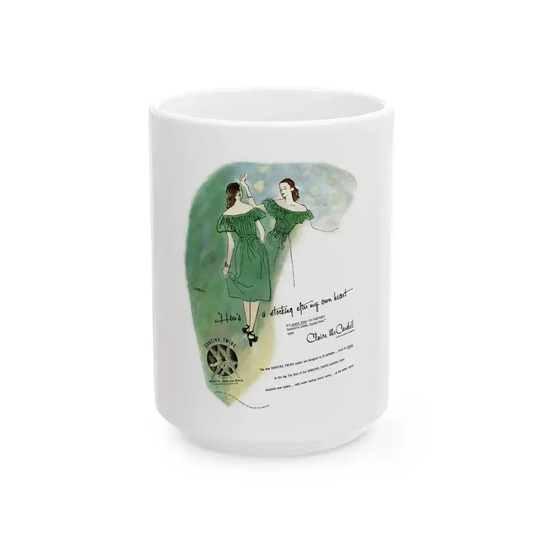 Dancing Twins advt, Cosmopolitan, May 1947 - White Coffee Mug 15oz - Go Mug Yourself