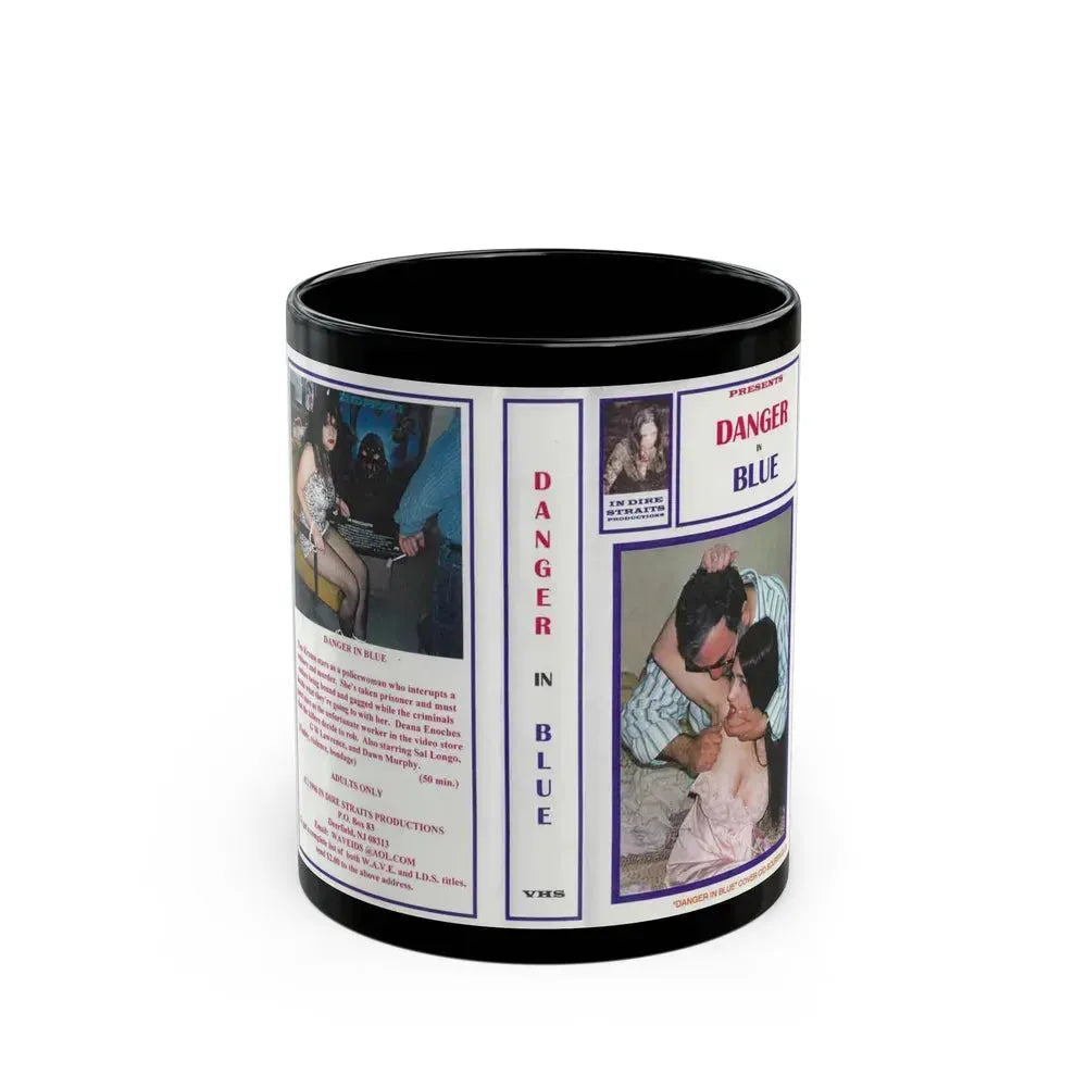 DANGER IN BLUE (VHS COVER) - Black Coffee Mug 11oz - Go Mug Yourself