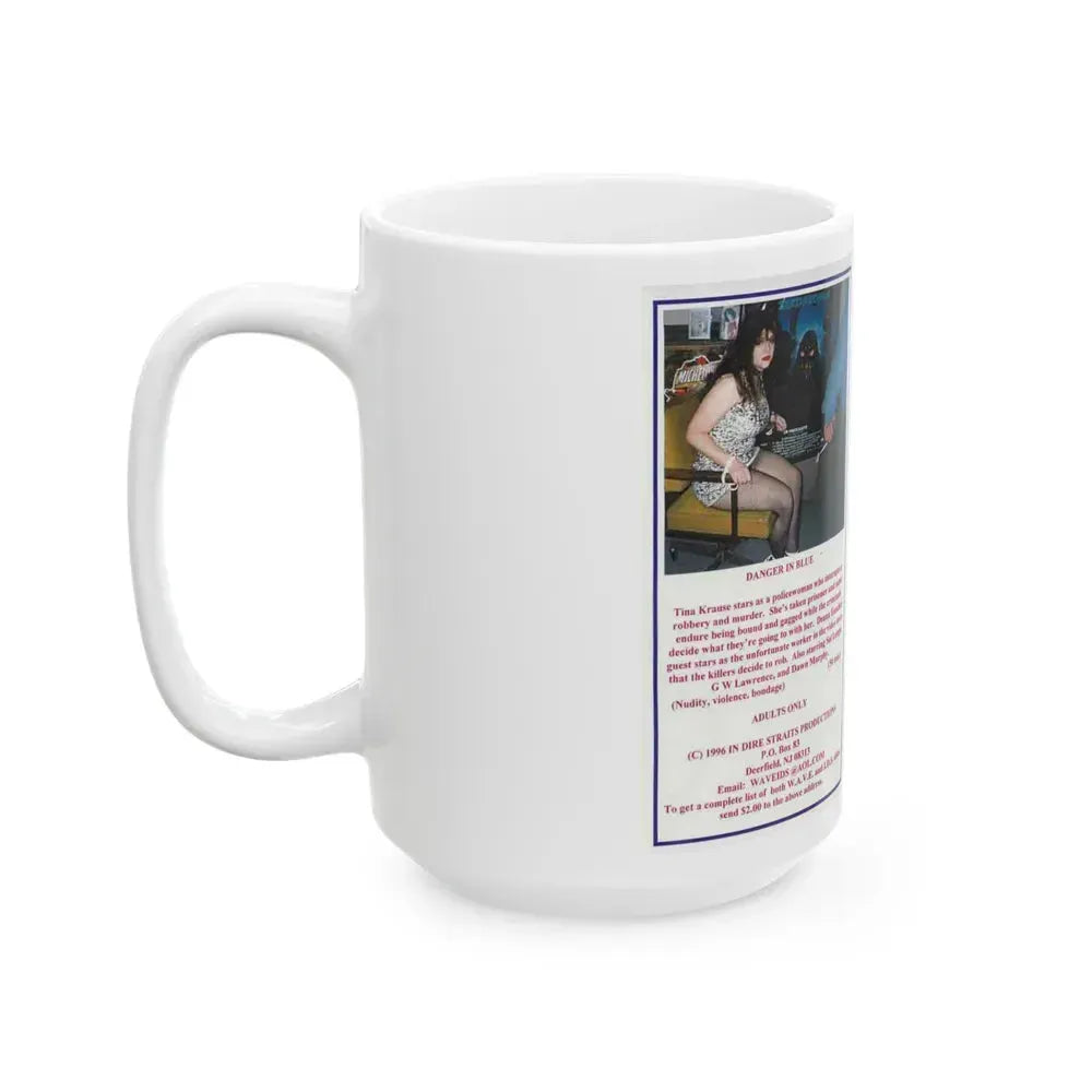 DANGER IN BLUE (VHS COVER) - White Coffee Mug - Go Mug Yourself