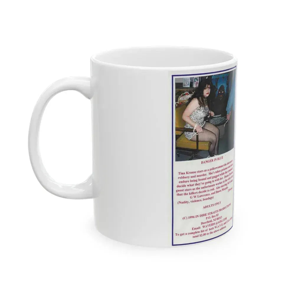 DANGER IN BLUE (VHS COVER) - White Coffee Mug - Go Mug Yourself
