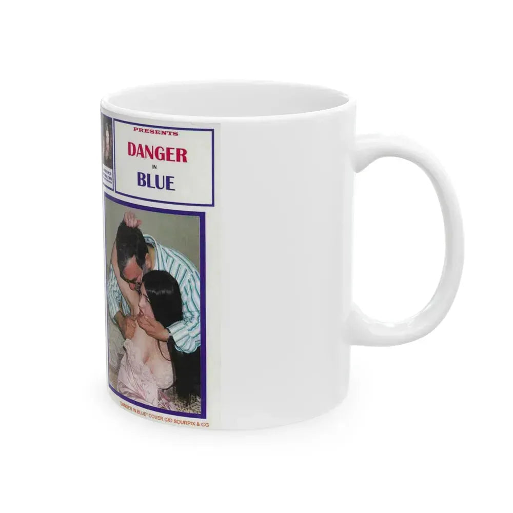 DANGER IN BLUE (VHS COVER) - White Coffee Mug - Go Mug Yourself