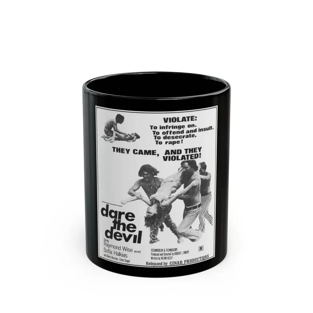 DARE THE DEVIL 1969 Movie Poster - Black Coffee Mug 11oz - Go Mug Yourself