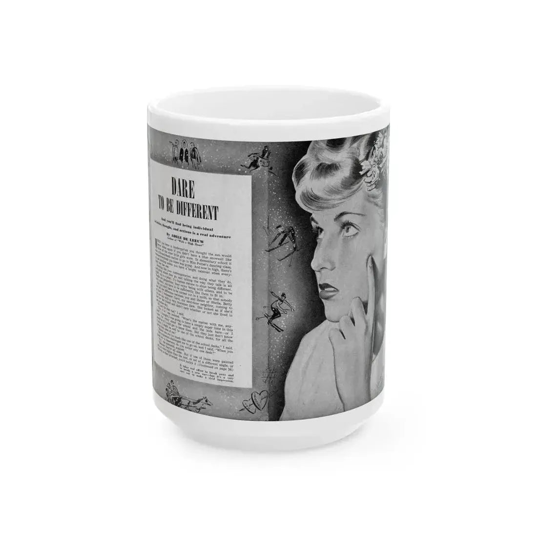Dare To Be Different, Calling All Girls, January 1946 - White Coffee Mug 15oz - Go Mug Yourself