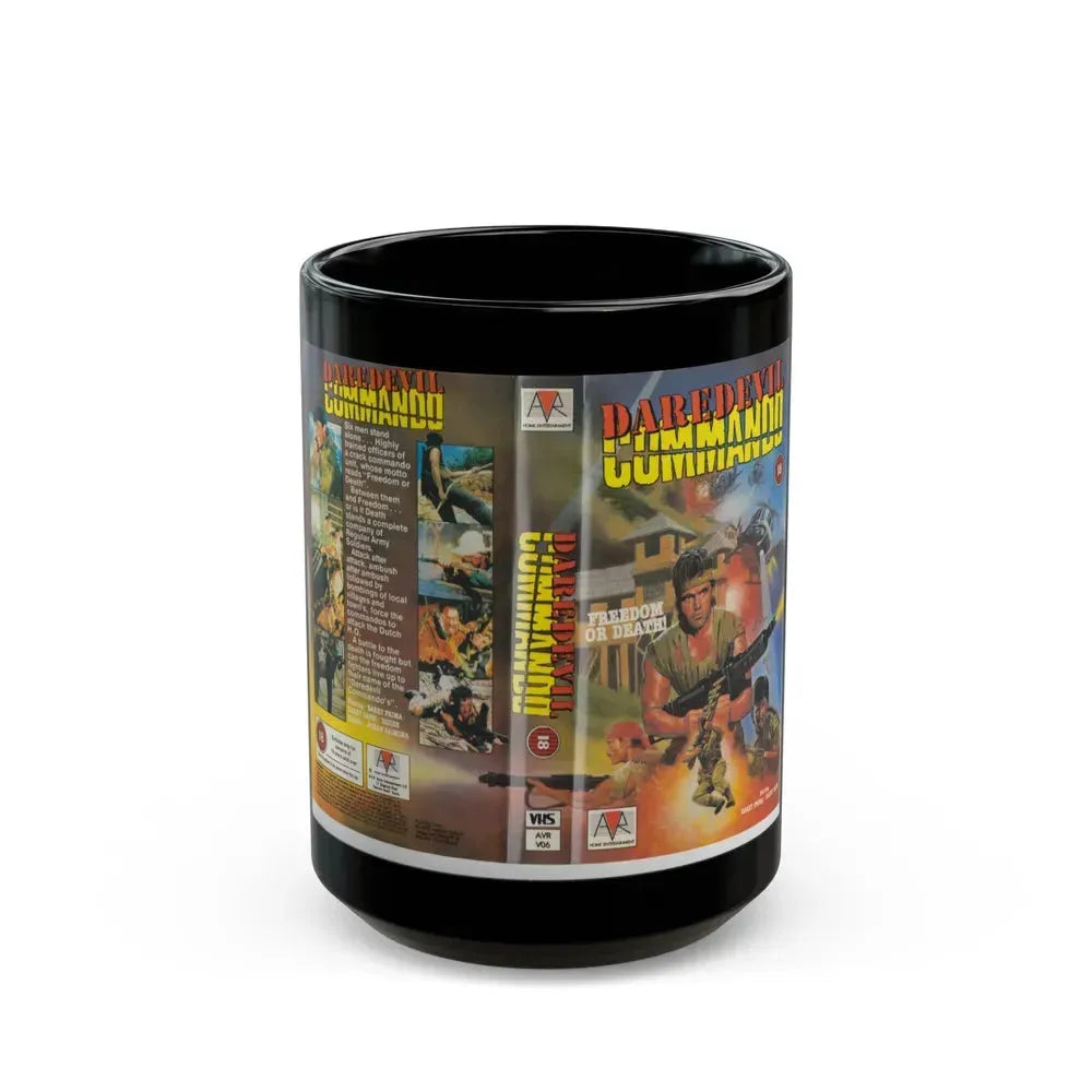 DAREDEVIL COMMANDO (VHS COVER) - Black Coffee Mug 15oz - Go Mug Yourself