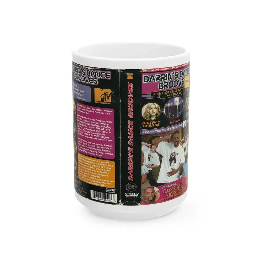 DARRINS DANCE GROOVES THE HOTTEST MOVES FROM THE BIGGEST STARS MTV (VHS COVER) - White Coffee Mug 15oz - Go Mug Yourself