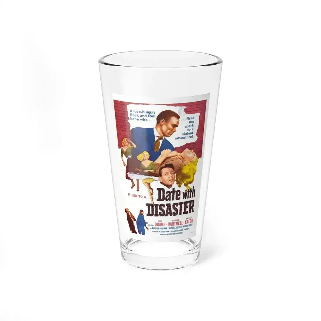 DATE WITH DISASTER 1957 Movie Poster - Pint Glass 16oz 16oz - Go Mug Yourself