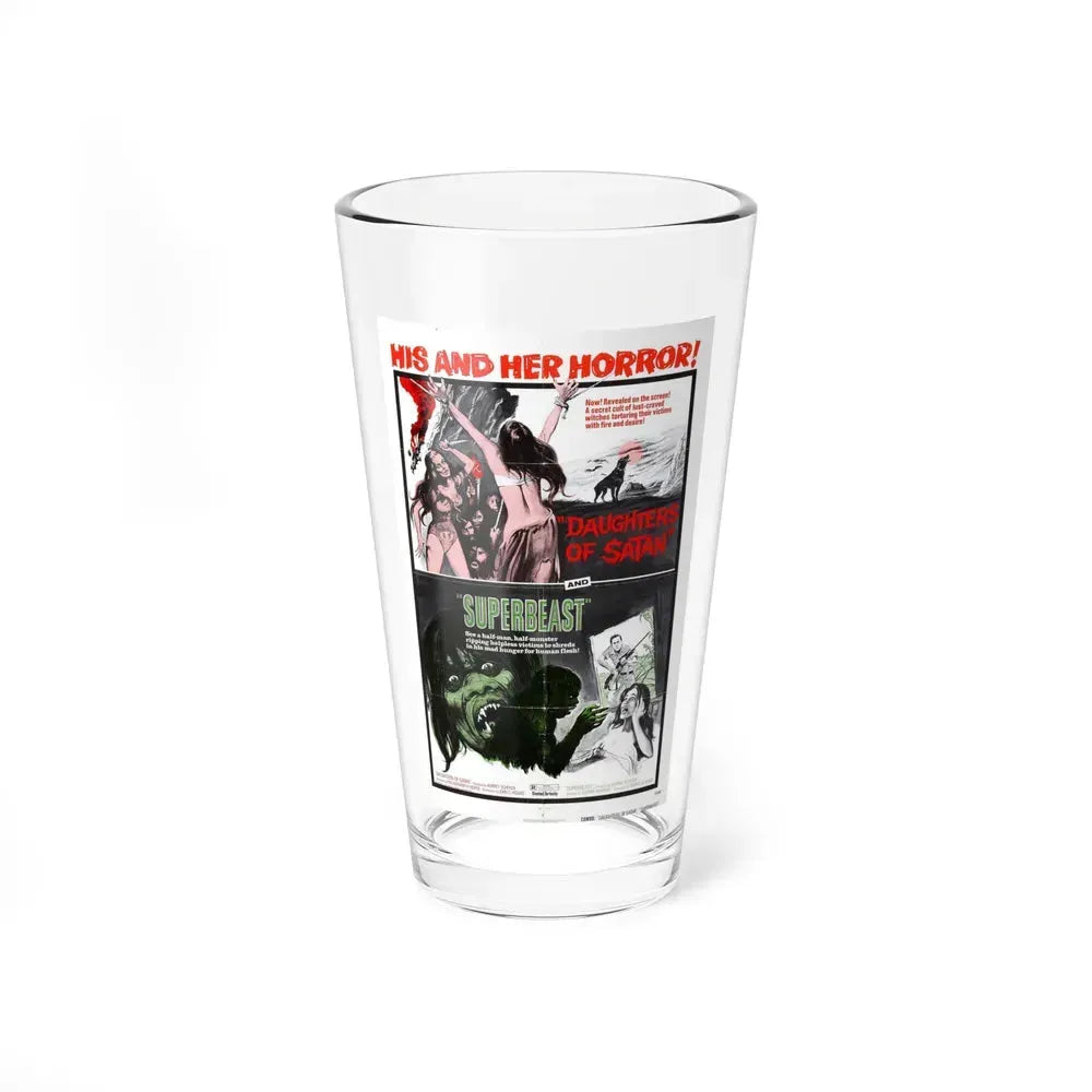 DAUGHTERS OF SATAN + SUPERBEAST (DOUBLE FEATURE) 1972 Movie Poster - Pint Glass 16oz 16oz - Go Mug Yourself