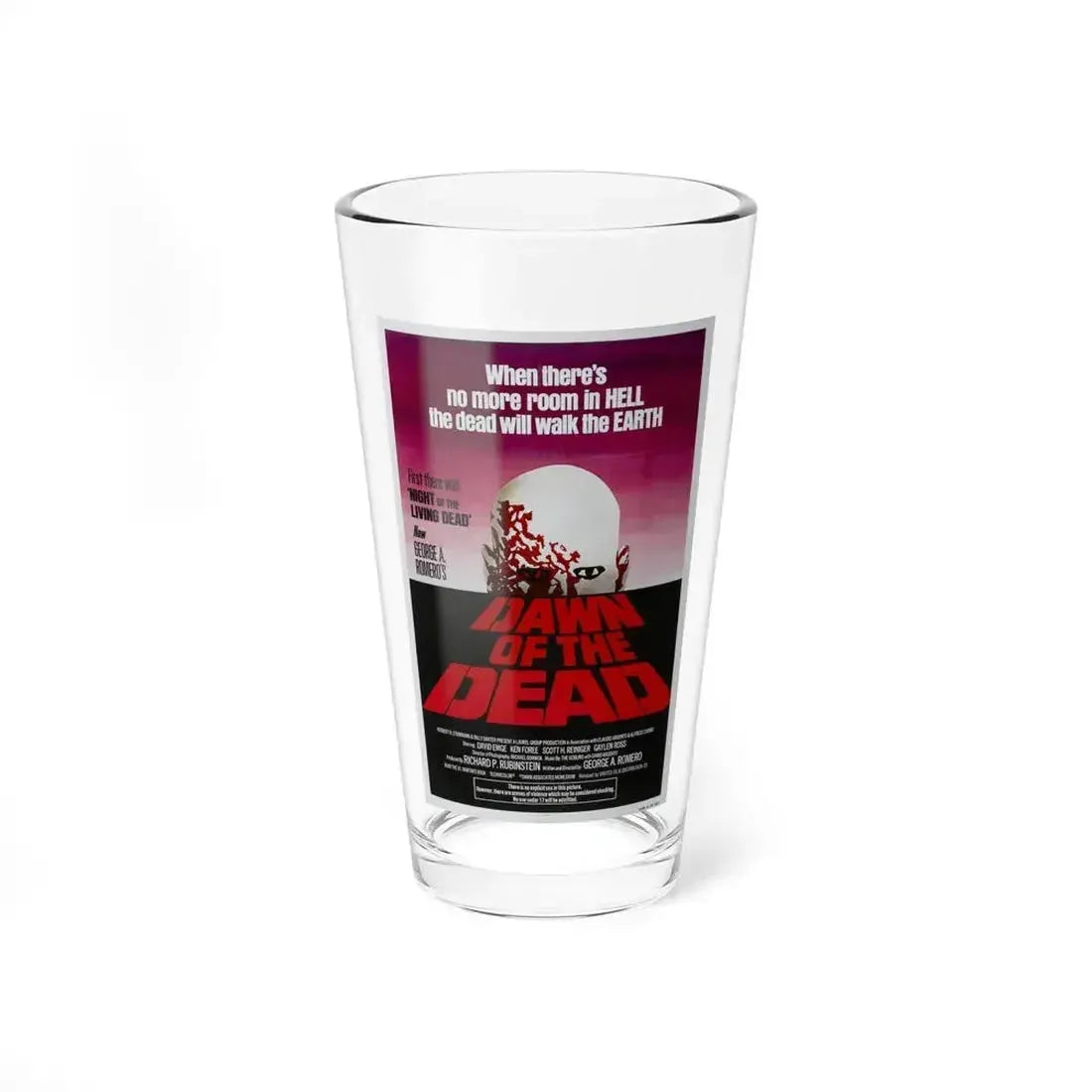 DAWN OF THE DEAD 1978 Movie Poster - Pint Glass 16oz 16oz - Go Mug Yourself