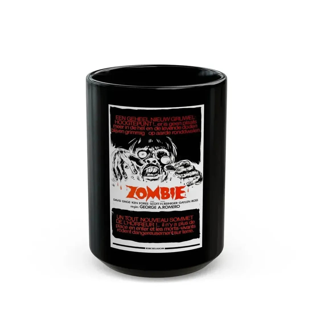 DAWN  OF THE DEAD (BELGIAN) 1978 Movie Poster - Black Coffee Mug 15oz - Go Mug Yourself