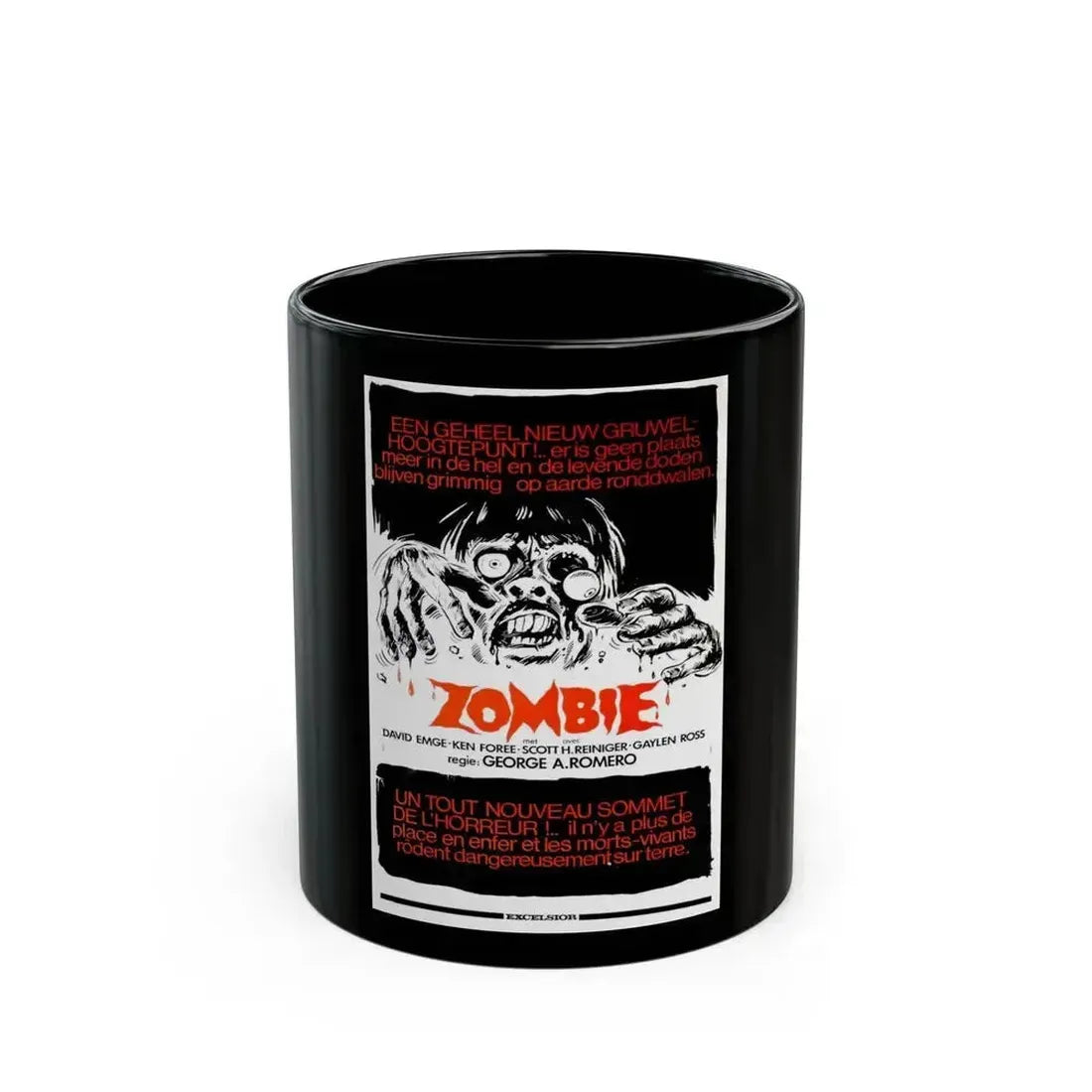 DAWN  OF THE DEAD (BELGIAN) 1978 Movie Poster - Black Coffee Mug - Go Mug Yourself