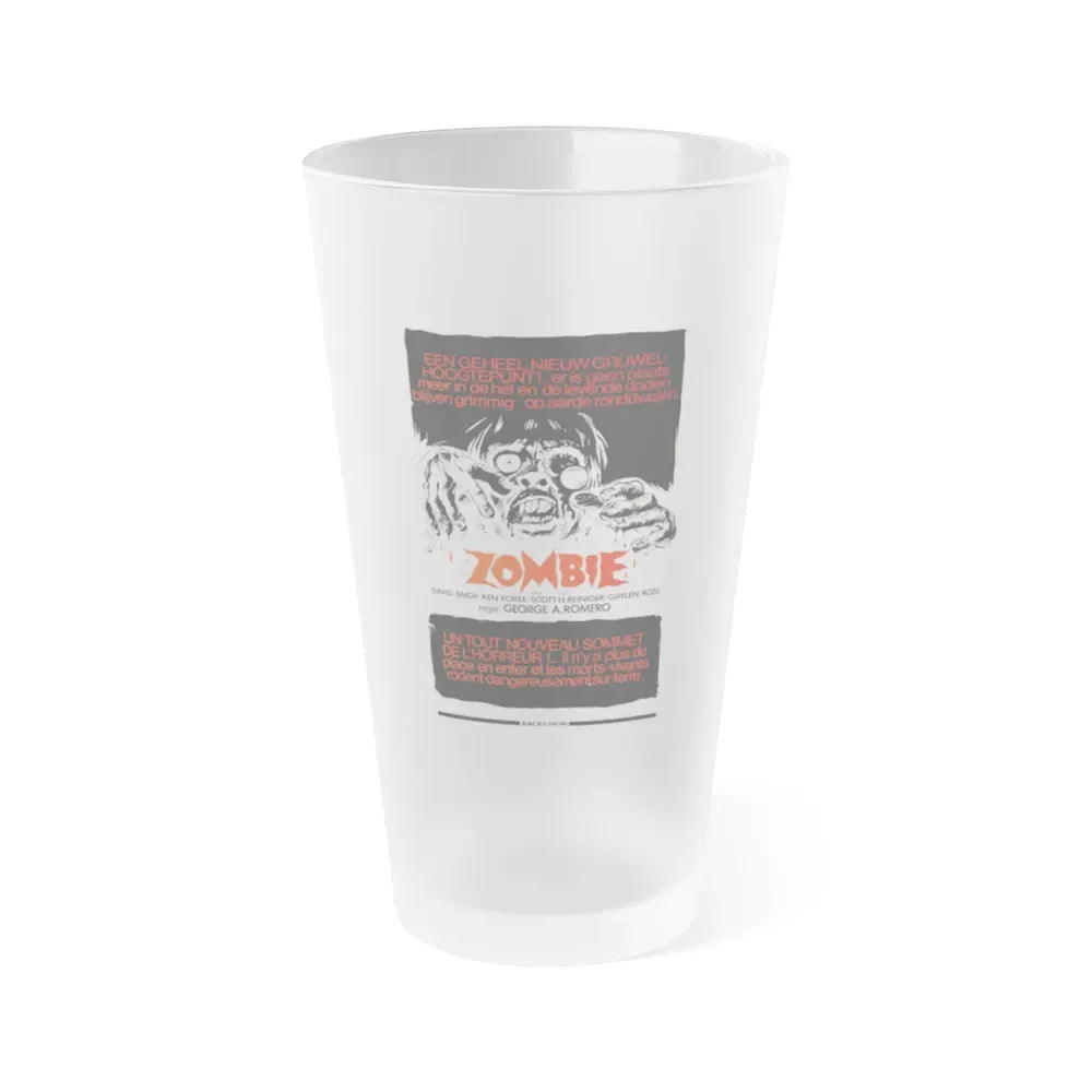 DAWN OF THE DEAD (BELGIAN) 1978 Movie Poster - Frosted Pint Glass 16oz Default Title - Go Mug Yourself