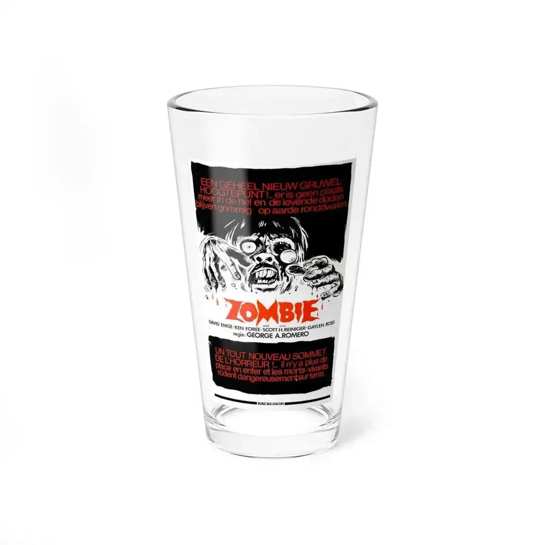DAWN  OF THE DEAD (BELGIAN) 1978 Movie Poster - Pint Glass 16oz 16oz - Go Mug Yourself