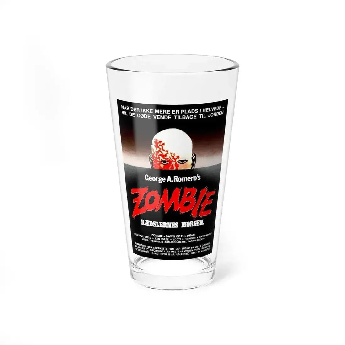 DAWN OF THE DEAD (DANISH) 1978 Movie Poster - Pint Glass 16oz 16oz - Go Mug Yourself