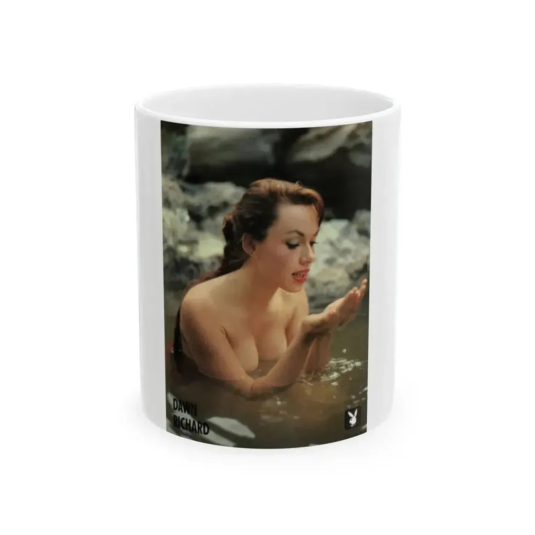 Dawn Richard #107 - Dawn on 2.5x3.5 Playboy Collector Card (Vintage Female Icon) White Coffee Mug 11oz - Go Mug Yourself