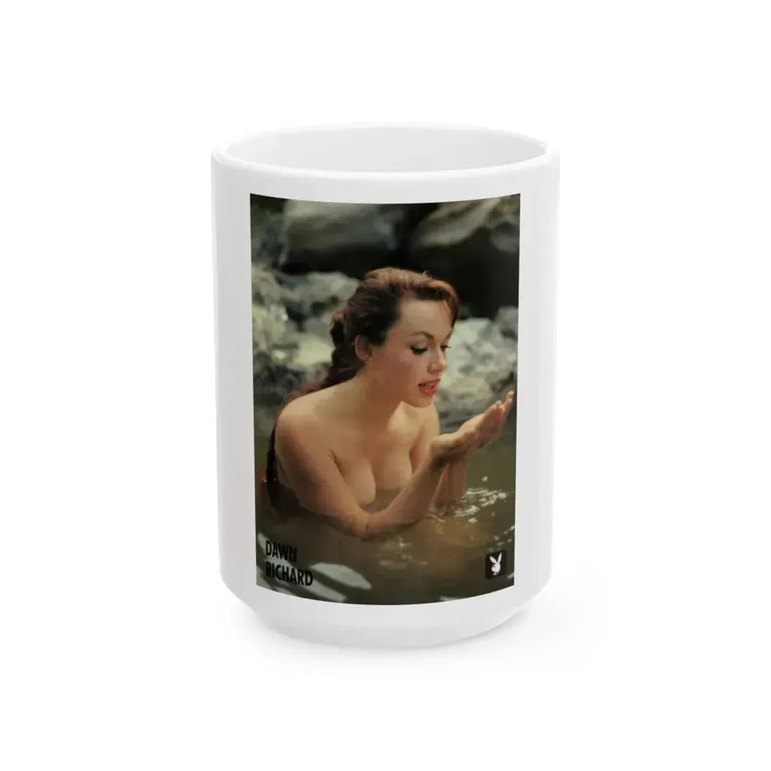 Dawn Richard #107 - Dawn on 2.5x3.5 Playboy Collector Card (Vintage Female Icon) White Coffee Mug 15oz - Go Mug Yourself