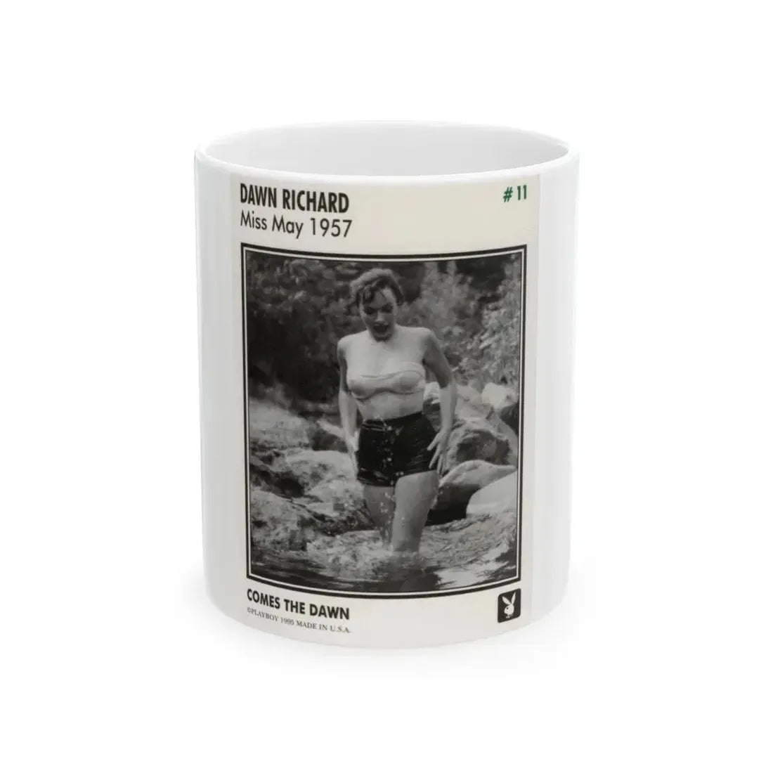 Dawn Richard #108 - Dawn on 2.5x3.5 Playboy Collector Card (Vintage Female Icon) White Coffee Mug 11oz - Go Mug Yourself