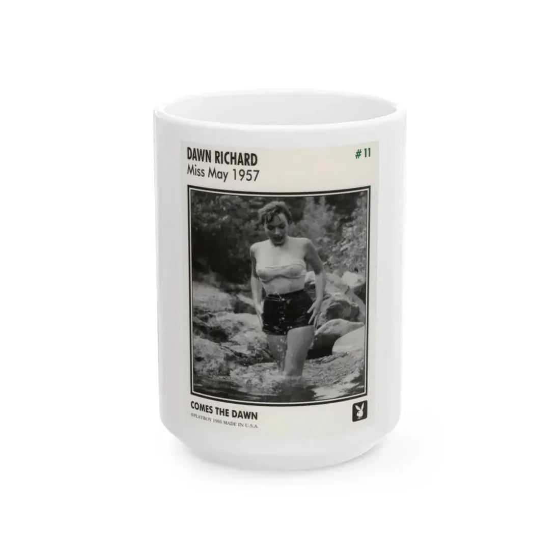 Dawn Richard #108 - Dawn on 2.5x3.5 Playboy Collector Card (Vintage Female Icon) White Coffee Mug 15oz - Go Mug Yourself