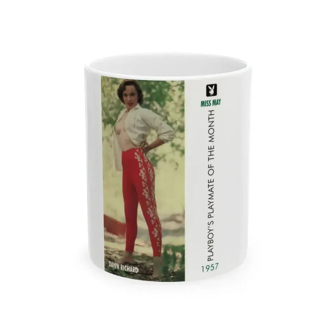 Dawn Richard #109 - Dawn on 2.5x3.5 Playboy Collector Card (Vintage Female Icon) White Coffee Mug 11oz - Go Mug Yourself